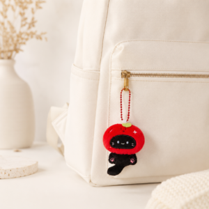 Multicolor Plush Cat Keychain Charm - Image 4