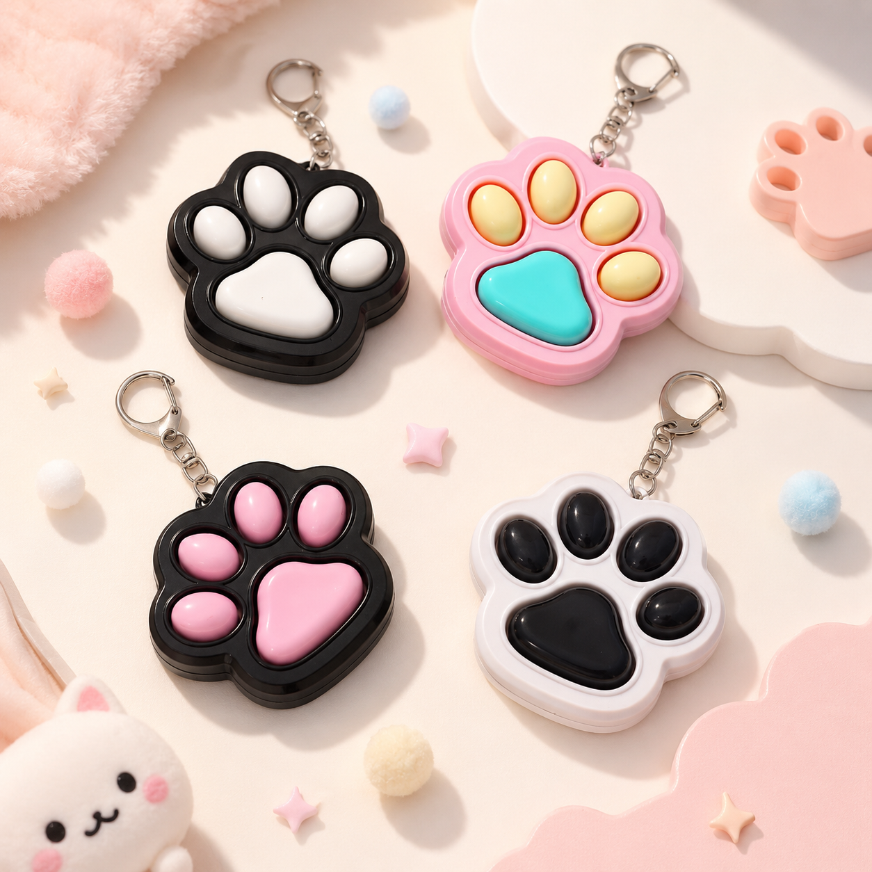 Kawaii Cat Paw Decompression Keychain