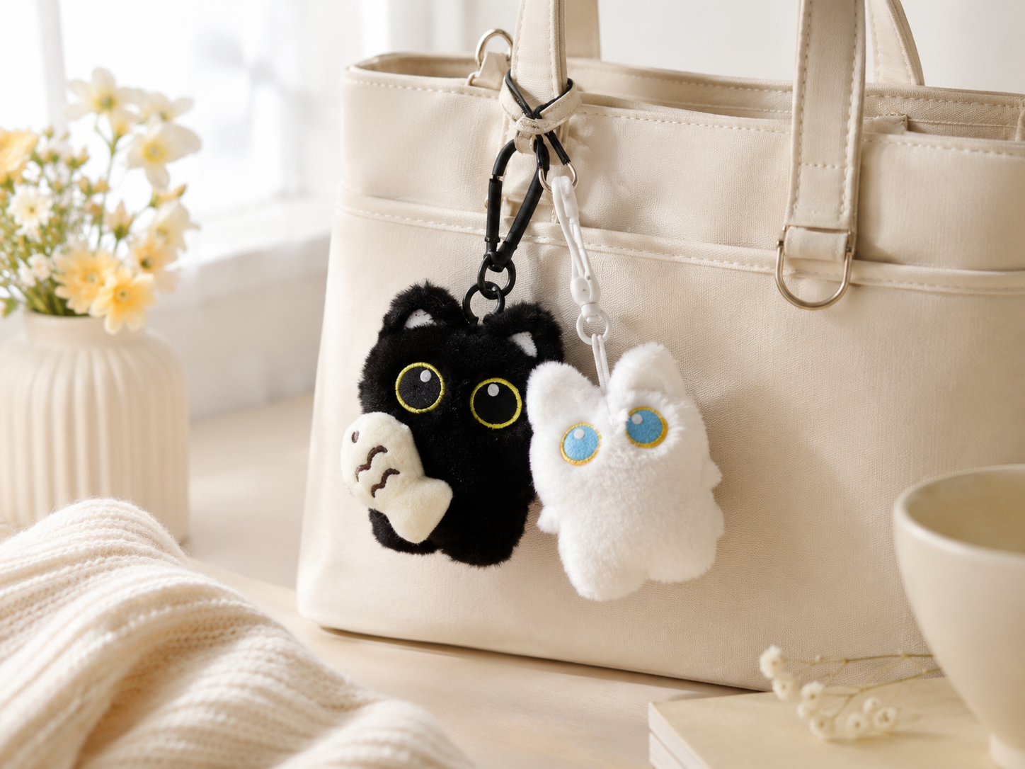 Cute Plush Cat Bag Charm - Image 2