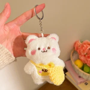 Multicolor Plush Cat Keychain Charm - Image 11