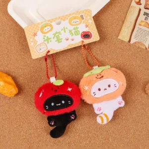 Multicolor Plush Cat Keychain Charm - Image 7