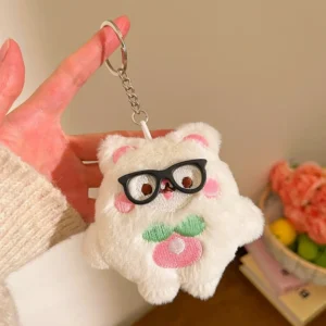 Multicolor Plush Cat Keychain Charm - Image 10