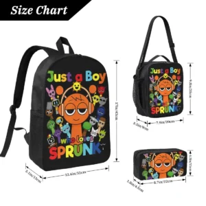 Sprunki Kawaii Backpack Set with Lunch Box and Pencil Case - Image 6