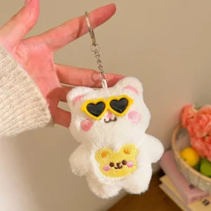 Multicolor Plush Cat Keychain Charm - Image 6
