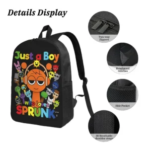 Sprunki Kawaii Backpack Set with Lunch Box and Pencil Case - Image 4