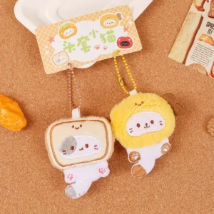 Multicolor Plush Cat Keychain Charm - Image 8